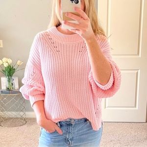 La Ligne Sweater, Normandy, Chunky Crew Neck, Light Pink, Large, NWT
